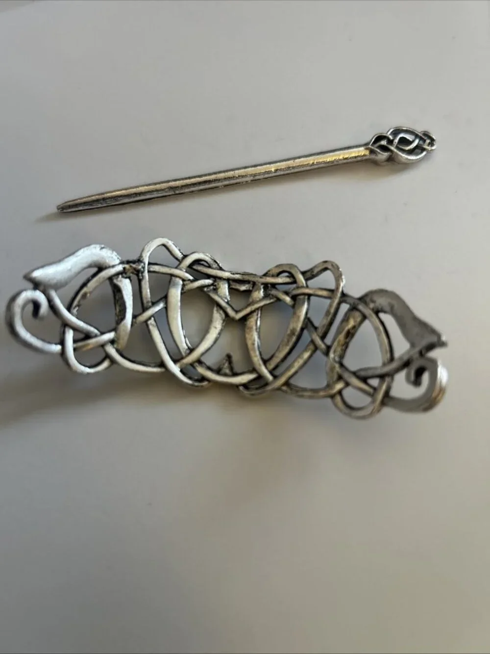 Celtic Hair Barrette Clip Tangled Silver Zinc Alloy Medieval Knot Design New